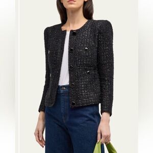 Veronica Beard Ferazia Tweed Tailored Jacket Black Size 0